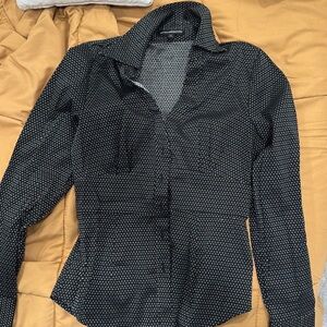 Express Design Studio Womens Top Size Small Black Silver Button Up